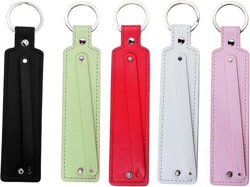 5 Pack Blank PU Leather Keychain with 8mm Belts DIY Slide Charm Letters Beads Key Rings for Women Men (5 Colors) in Saudi Arabia