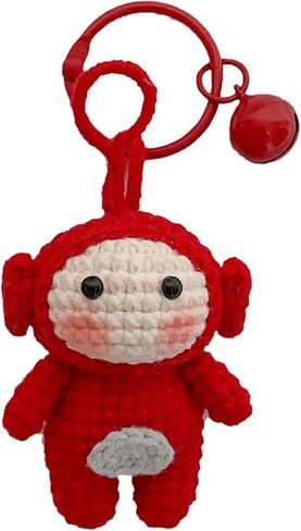 Hand-Knitted Crochet Keychain - Textured Fabric Bag Accessory for Keys & Backpacks, Functional Daily Organizer in Kuwait