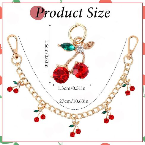Larrel Cherry Bag Charm Chain, Decorative Handbag Replacement with Double Buckle Design, Bag Accessories Charms for Women Handbags Backpacks, Ideal Gift for Birthdays, Anniversaries in Saudi Arabia