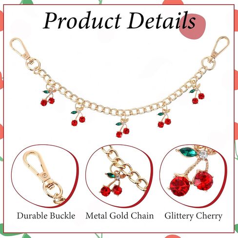 Larrel Cherry Bag Charm Chain, Decorative Handbag Replacement with Double Buckle Design, Bag Accessories Charms for Women Handbags Backpacks, Ideal Gift for Birthdays, Anniversaries in Saudi Arabia