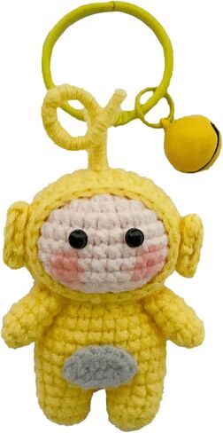 Hand-Knitted Crochet Keychain - Textured Fabric Bag Accessory for Keys & Backpacks, Functional Daily Organizer in Kuwait
