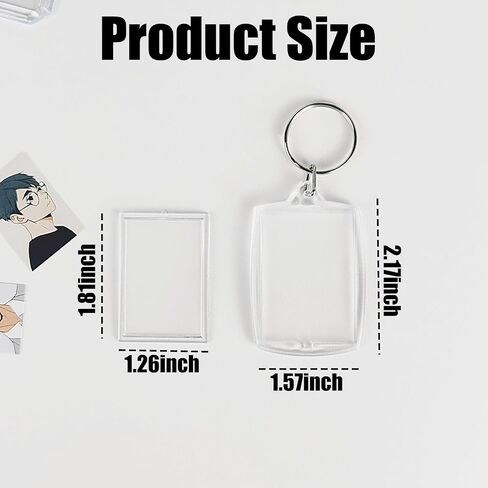 Delphinus 30 Pcs Blank Clear Acrylic Photo Keychains, With Split Rings, Fits 1.8 × 1.26 Inch Photos For DIY Crafts Xmas Graduation Gifts in Saudi Arabia