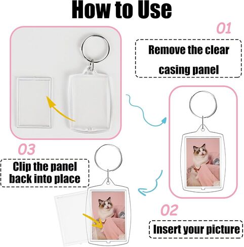 Delphinus 30 Pcs Blank Clear Acrylic Photo Keychains, With Split Rings, Fits 1.8 × 1.26 Inch Photos For DIY Crafts Xmas Graduation Gifts in Saudi Arabia