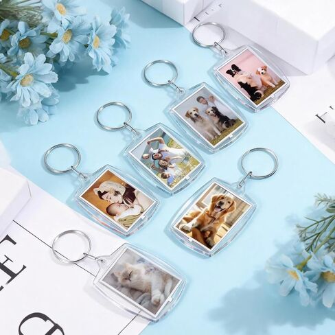 Delphinus 30 Pcs Blank Clear Acrylic Photo Keychains, With Split Rings, Fits 1.8 × 1.26 Inch Photos For DIY Crafts Xmas Graduation Gifts in Saudi Arabia