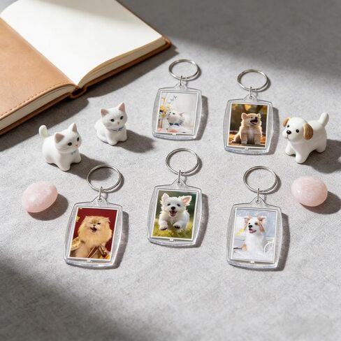 Delphinus 30 Pcs Blank Clear Acrylic Photo Keychains, With Split Rings, Fits 1.8 × 1.26 Inch Photos For DIY Crafts Xmas Graduation Gifts in Saudi Arabia