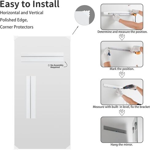 Mirrorons Bathroom Vanity Mirror 28" x 36", Frameless Mirror with Polished Edge, Hangs Horizontally or Vertically. Upgraded Shatterproof Bathroom Mirror for Wall. in Saudi Arabia