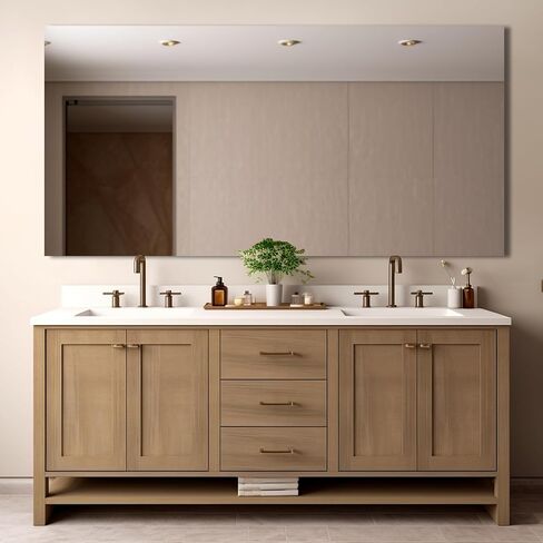 Mirrorons Bathroom Vanity Mirror 28" x 36", Frameless Mirror with Polished Edge, Hangs Horizontally or Vertically. Upgraded Shatterproof Bathroom Mirror for Wall. in Saudi Arabia