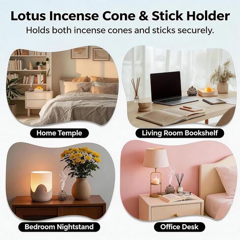 5 Pcs Cone Incense Holder Set, with Lotus Censer*2, Gourd, Water Drop, 9-Hole Base. Brass Incense Holder for Yoga, Home, Temple, Meditation (Vintage Style) in Saudi Arabia