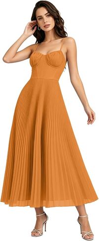 Women's Chiffon Wedding Guest Gowns for Wedding Bridesmaid Dresses with Straps Slip Gowns for Women Sleeveless in Kuwait