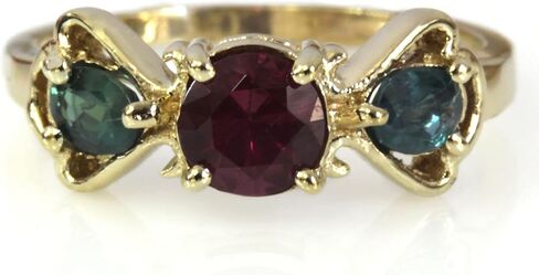 Jewelry by ARSA Solid 14k Rose Gold Ring for Women Set with Natural 0.5 ctw Color Change Alexandrites & 0.8 ct Pink Tourmaline - 3 Stone Anniversary Band 7 mm - Handcrafted in USA - June Birthstone in Kuwait