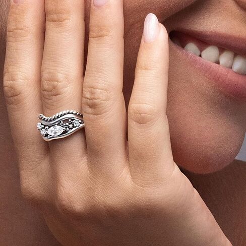 JEAN RACHEL JEWELRY 925 Sterling Silver Ring - Curved Rope with Marquise Cubic Zircona Vintage Design - Hypoallergenic, Lead & Nickel Free Jewelry - Artisan Handcrafted Statement Rings for Women in Saudi Arabia