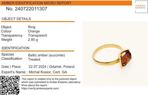 Amber Women's Jewelry - Genuine Baltic Honey Amber and Gold Plated Sterling Silver Ring in Saudi Arabia