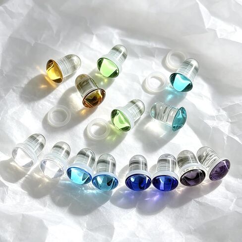 7 Colors Glass Single Flare Gauges for Ears Comfy Ear Gauge Plugs and Tunnels with O-Ring Ear Stretching Kit 14G-11/16 Available for Women Men Expanders Piercing Jewelry in Kuwait