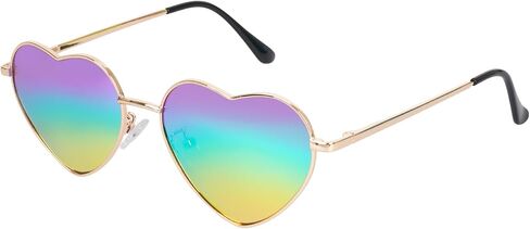 Polarized Heart Shaped Sunglasses with Fashion Lovely Style Metal Frame UV Protection Lens for Women Men in Saudi Arabia