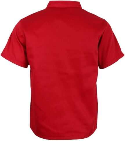 Chef Jacket Uniform Chef Coat Men Chef Jackets Short Sleeves Kitchen Uniform Cotton Soil Release Machine Washable Suitable for Wai, Red, L in Kuwait
