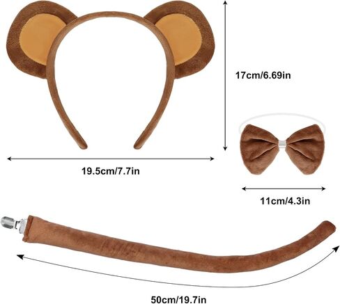 Monkey Costume Set Monkey Ears Headband Bowtie Tail Tutus Costume Accessory for Women Halloween Cosplay Set in Saudi Arabia