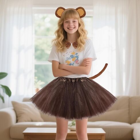Monkey Costume Set Monkey Ears Headband Bowtie Tail Tutus Costume Accessory for Women Halloween Cosplay Set in Saudi Arabia