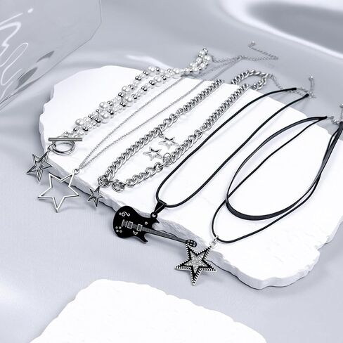 Y2k Accessories Set Y2k Jewelry Set Star Y2K Choker Necklace Sunglasses Earrings Pants Chain Bracelet Grunge Punk Rock Roll Star Accessories Grunge Emo Jewelry Gifts For Women in Saudi Arabia