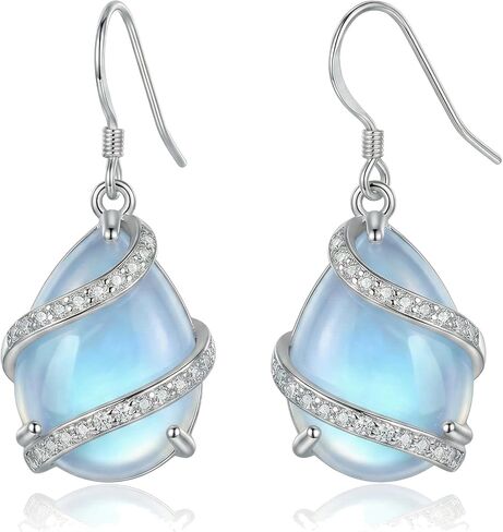 Valentines Day Gifts for Women 18k White Gold Plated Opal Moonstone Black Onyx Turquoise Dangle Drop Earrings Anniversary Mothers Day Birthday Gifts for Her in Saudi Arabia