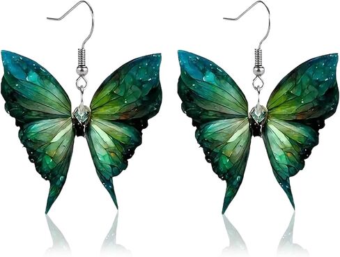 Butterfly Dangle Drop Earrings for Women, Colorful Cartoon Acrylic Insect Animal Jewelry with Cute Monarch Wing Design, Minimalist Lightweight Accessories for Daily Wear Gifts in Saudi Arabia
