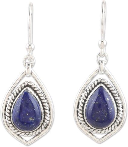 NOVICA Lapis lazuli .925 Sterling Silver Dangle Earrings 'Royal Soul' in Kuwait