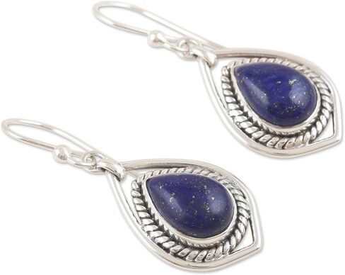 NOVICA Lapis lazuli .925 Sterling Silver Dangle Earrings 'Royal Soul' in Kuwait