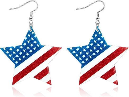 4th of July Earrings for Women - Red White Blue American Flag Earrings, Patriotic Fourth of July Accessories in Saudi Arabia