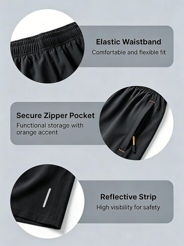 2 Pack Men's Athletic Shorts Zipper Pockets Elastic Waist Running Gym in Kuwait