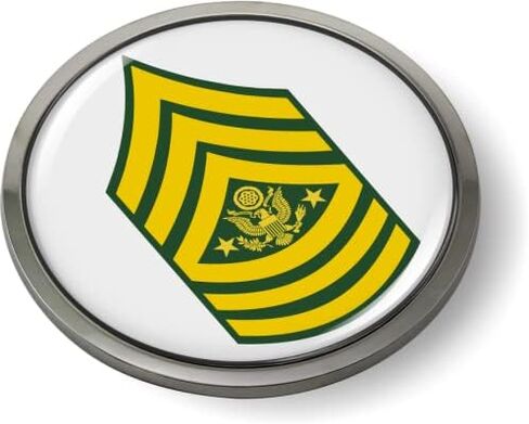 BestLicensePlateFrames - U.S. Army Rank Insignia Enlisted Soldiers 3D Domed CAR Emblem Badge Sticker Chrome Metal Bezel - First Sergeant E-8 (1SG) - Official U.S. Army Licensed Product in Kuwait