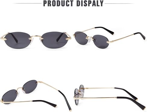 SORVINO Retro Small Oval Sunglasses for Women Men, Trendy Rimless Sun Glasses Fashion Narrow Shades Y2K Designer Sunnies in Saudi Arabia
