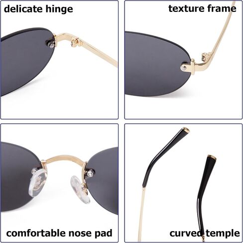 SORVINO Retro Small Oval Sunglasses for Women Men, Trendy Rimless Sun Glasses Fashion Narrow Shades Y2K Designer Sunnies in Saudi Arabia