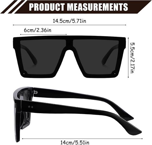 JATEBI 4 Pairs Square Oversized Sunglasses for Women Men Fashion Flat Top Frameless Sunglasses UV Protection in Kuwait