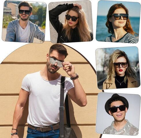 JATEBI 4 Pairs Square Oversized Sunglasses for Women Men Fashion Flat Top Frameless Sunglasses UV Protection in Kuwait