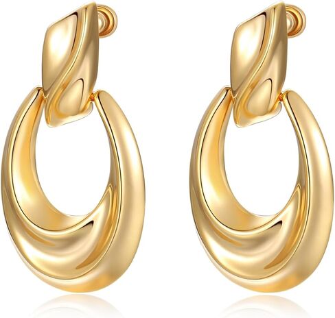 Chunky Gold Drop Earrings for Women,14K Gold Plated Dangle Earrings | 925 Sterling Silver Posts, Lightweight Statement Twisted Earrings,Hypoallergenic Jewelry Gift in Saudi Arabia
