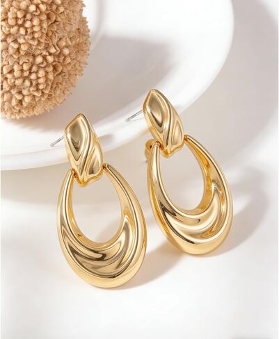 Chunky Gold Drop Earrings for Women,14K Gold Plated Dangle Earrings | 925 Sterling Silver Posts, Lightweight Statement Twisted Earrings,Hypoallergenic Jewelry Gift in Saudi Arabia