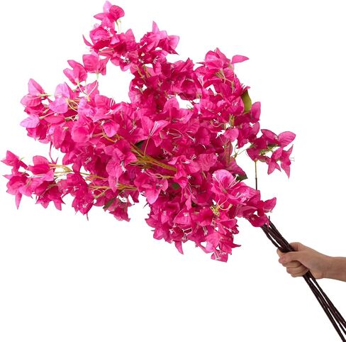 6PCS Silk Bougainvillea Artificial Flowers, UV Resistant, 36 Branches, Long Stems Faux Flower, Realistic Fake Bougainvillea Vines, for Wedding Porch Home Party Garden DIY Decor - 38 inch (Fuchsia) in Saudi Arabia