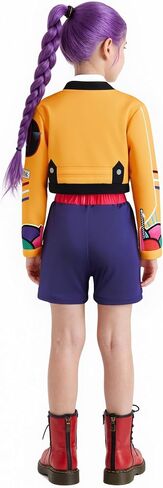 IBQ Girls Demon Pop Singer Hunters Costume Star Stage Outfit 3-Piece Idol Costume with Jacket, Top and Shorts in Saudi Arabia