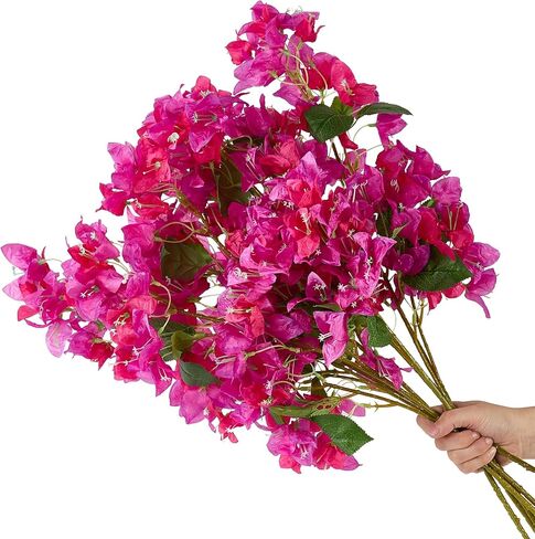 6PCS Silk Bougainvillea Artificial Flowers, UV Resistant, 36 Branches, Long Stems Faux Flower, Realistic Fake Bougainvillea Vines, for Wedding Porch Home Party Garden DIY Decor - 38 inch (Fuchsia) in Saudi Arabia