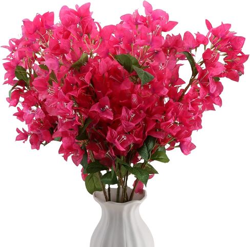 6PCS Silk Bougainvillea Artificial Flowers, UV Resistant, 36 Branches, Long Stems Faux Flower, Realistic Fake Bougainvillea Vines, for Wedding Porch Home Party Garden DIY Decor - 38 inch (Fuchsia) in Saudi Arabia