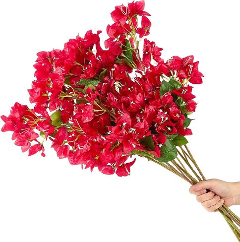 6PCS Silk Bougainvillea Artificial Flowers, UV Resistant, 36 Branches, Long Stems Faux Flower, Realistic Fake Bougainvillea Vines, for Wedding Porch Home Party Garden DIY Decor - 38 inch (Fuchsia) in Saudi Arabia