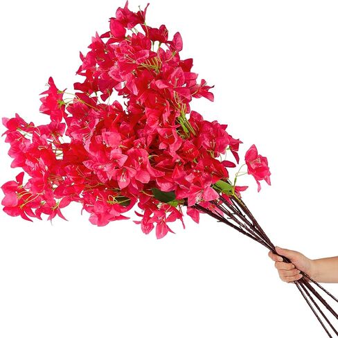 6PCS Silk Bougainvillea Artificial Flowers, UV Resistant, 36 Branches, Long Stems Faux Flower, Realistic Fake Bougainvillea Vines, for Wedding Porch Home Party Garden DIY Decor - 38 inch (Fuchsia) in Saudi Arabia