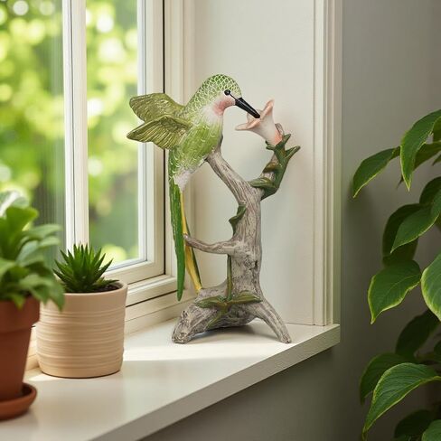 Braxio Bird Figurines Home Decor – Resin Tabletop Green Hummingbird Decor Sculpture for Shelf Bookcase Coffee Table Farmhouse Modern Decorative Accent for Living Room Office Gifts 6 x 4.5 x 9.25 Inch in Saudi Arabia
