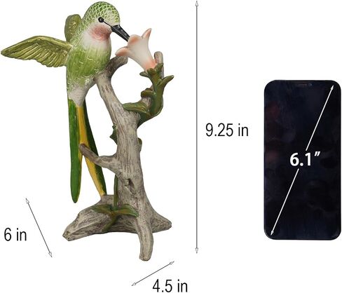 Braxio Bird Figurines Home Decor – Resin Tabletop Green Hummingbird Decor Sculpture for Shelf Bookcase Coffee Table Farmhouse Modern Decorative Accent for Living Room Office Gifts 6 x 4.5 x 9.25 Inch in Saudi Arabia