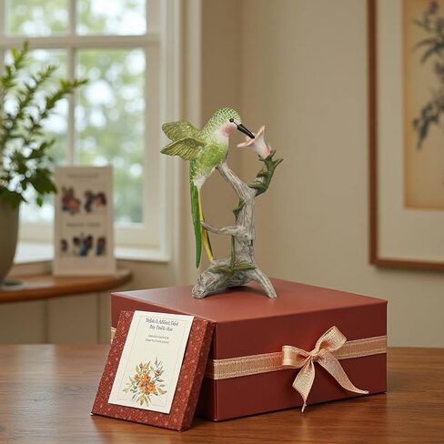 Braxio Bird Figurines Home Decor – Resin Tabletop Green Hummingbird Decor Sculpture for Shelf Bookcase Coffee Table Farmhouse Modern Decorative Accent for Living Room Office Gifts 6 x 4.5 x 9.25 Inch in Saudi Arabia