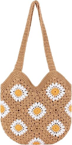Crochet Beach Bag Beach Bags for Women Soft Summer Vacation Knitted Mesh Beach Tote Woven Purses Shoulder Bag for Travel in Kuwait