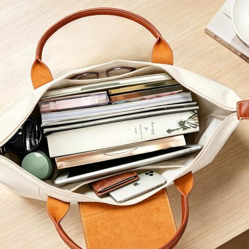 Tote Bag for Women Nylon Top-Handle Purse,Lightweight Large Capacity Shoulder Hobo HandBag with Zipper Leisure Foldable (Paper White, Large) in Saudi Arabia