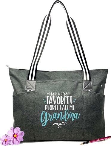 Brooke & Jess Designs Tote Bag for Grandma – Sturdy Canvas Grandma Tote w/Zipper & Inner Pocket Grandma Bag for Everyday Use in Saudi Arabia