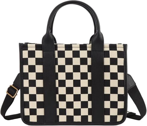 Bycobecy Small Checkered Tote Bag for Women Checked Crossbody Bags with Widen Shoulder Strap Work Sadchel Handbag Purses in Saudi Arabia