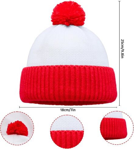 2 Pcs Red and White Striped Hat Halloween Hats with Pompoms for Men Women Glasses Nerd Cosplay Costume Party Props in Saudi Arabia