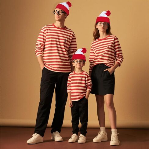 2 Pcs Red and White Striped Hat Halloween Hats with Pompoms for Men Women Glasses Nerd Cosplay Costume Party Props in Saudi Arabia